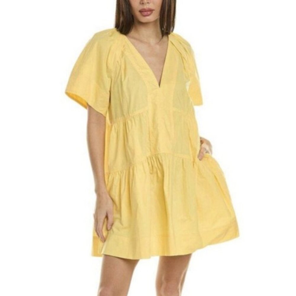 A.L.C. Canary Yellow "Camila" Tiered Cotton Dress - Size 10